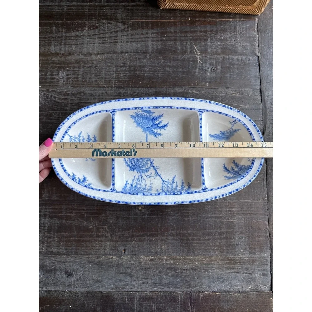 Pottery Barn Sophia Chinoiserie Blue White Divided Serving Platter 15 Inch Tray‎